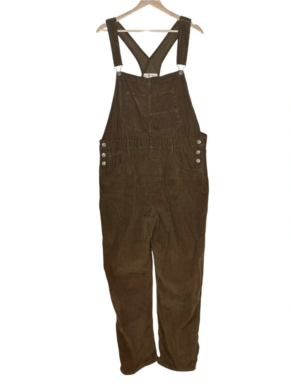 We the Free Free People Brown Corduroy Bib Overall Size L Baggy Loose Casual - Picture 2 of 10
